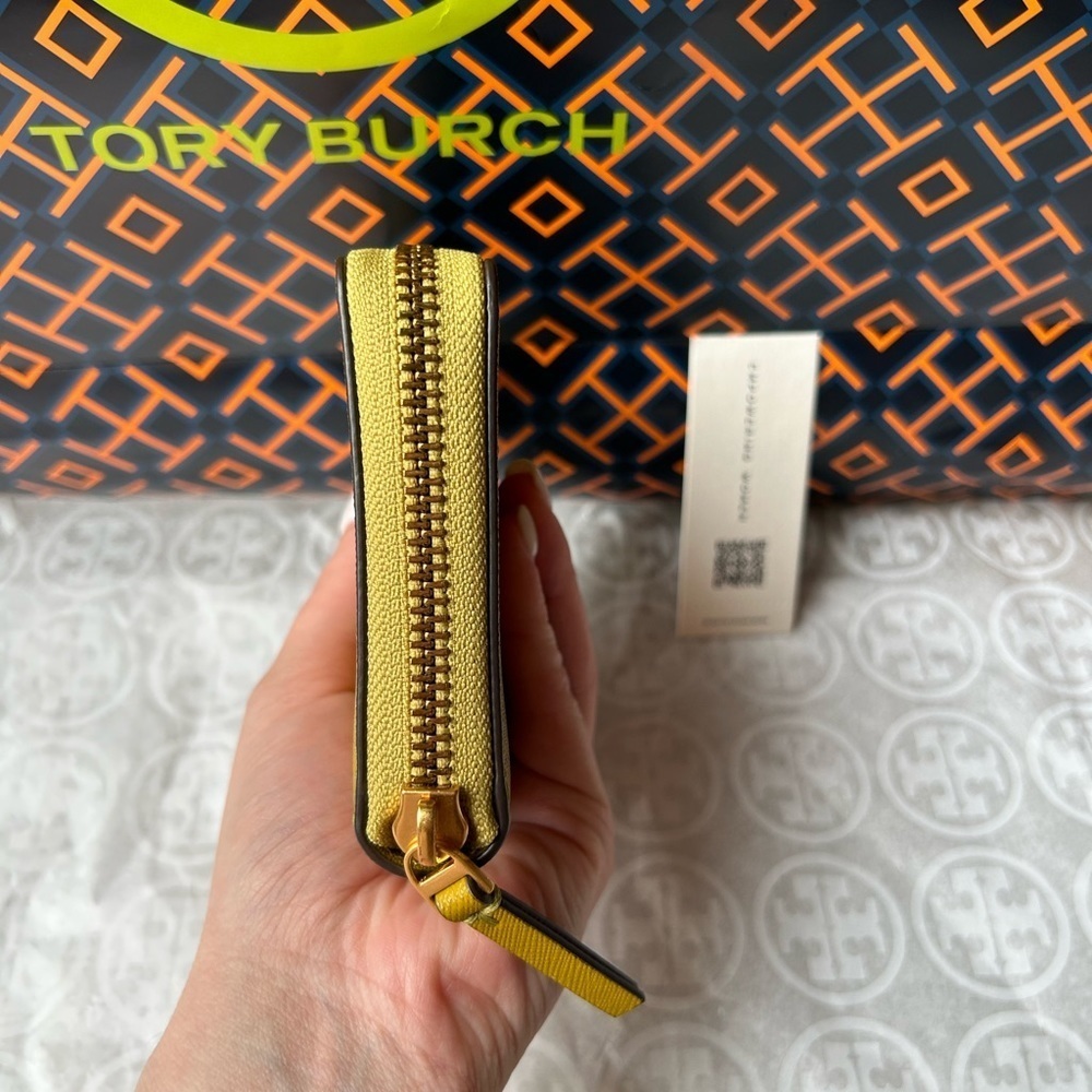 Tory Burch Emerson Medium Wallet Island Palm Gold Green - Picture 3 of 9